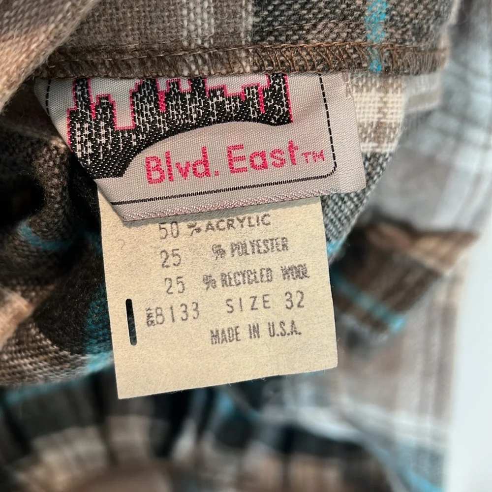 Vintage‎ - Blvd. East wool midi plaid skirt, 32